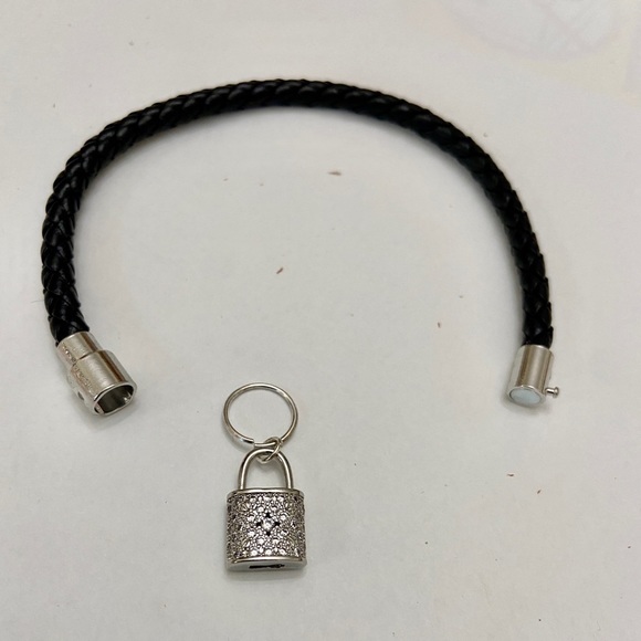 Brown Braided Leather Bracelet with Padlock Charm - Picture 8 of 12